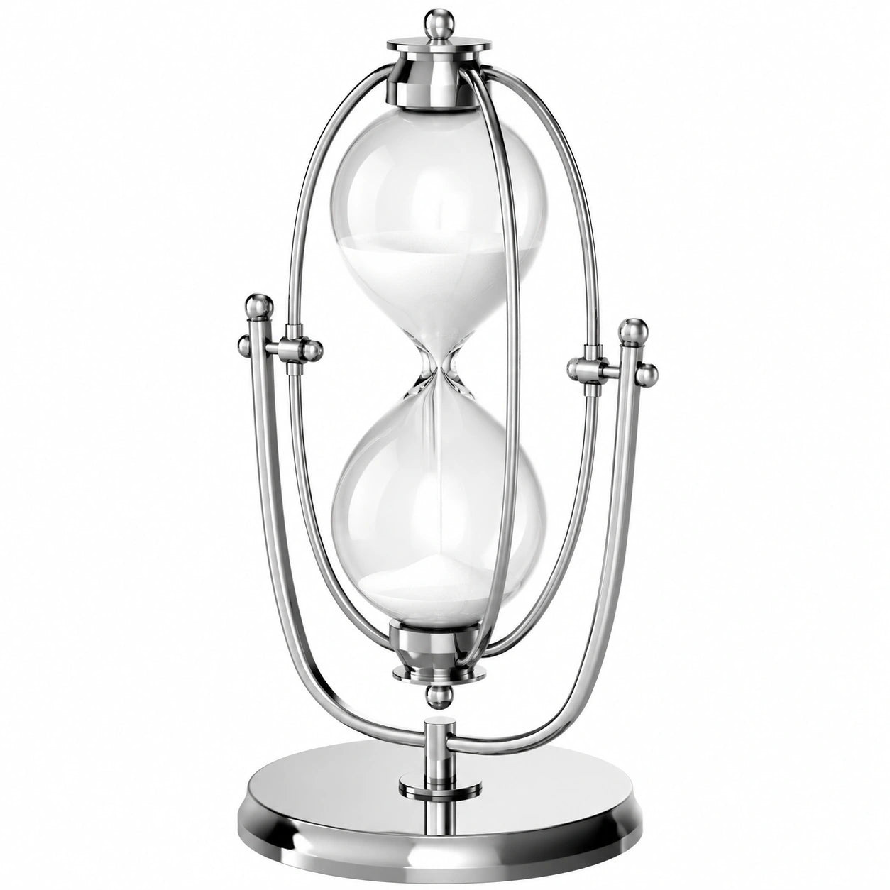 Clessidra Decorativa in Metallo Cromato con Timer 60 Minuti