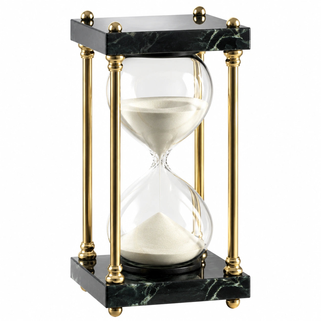 Clessidra Decorativa in Marmo e Ottone Nero e Oro