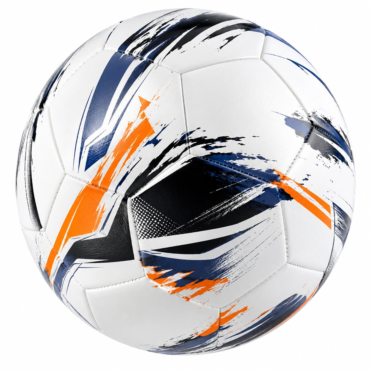 Pallone da Calcio Taglia 5 Bianco con Motivi Arancioni e Blu