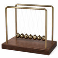 Pendolo di Newton Decorativo con Base in Legno e Sfere Bronzo