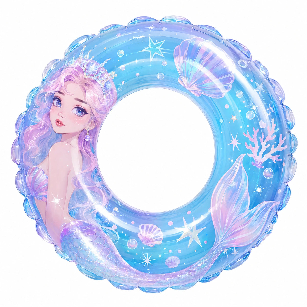 Ciambella Gonfiabile Bambini Sirena Acquamarina e Rosa 90cm